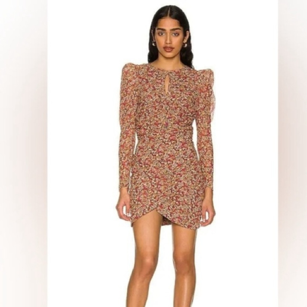 Bardot Floral Puff-Sleeve Mini Dress‎ in Multi-Color
